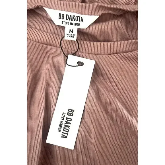NWT BB Dakota by Steve Madden Crush Ribbed Knit Mini Dress Sz Medium Dusty Rose - Picture 10 of 10